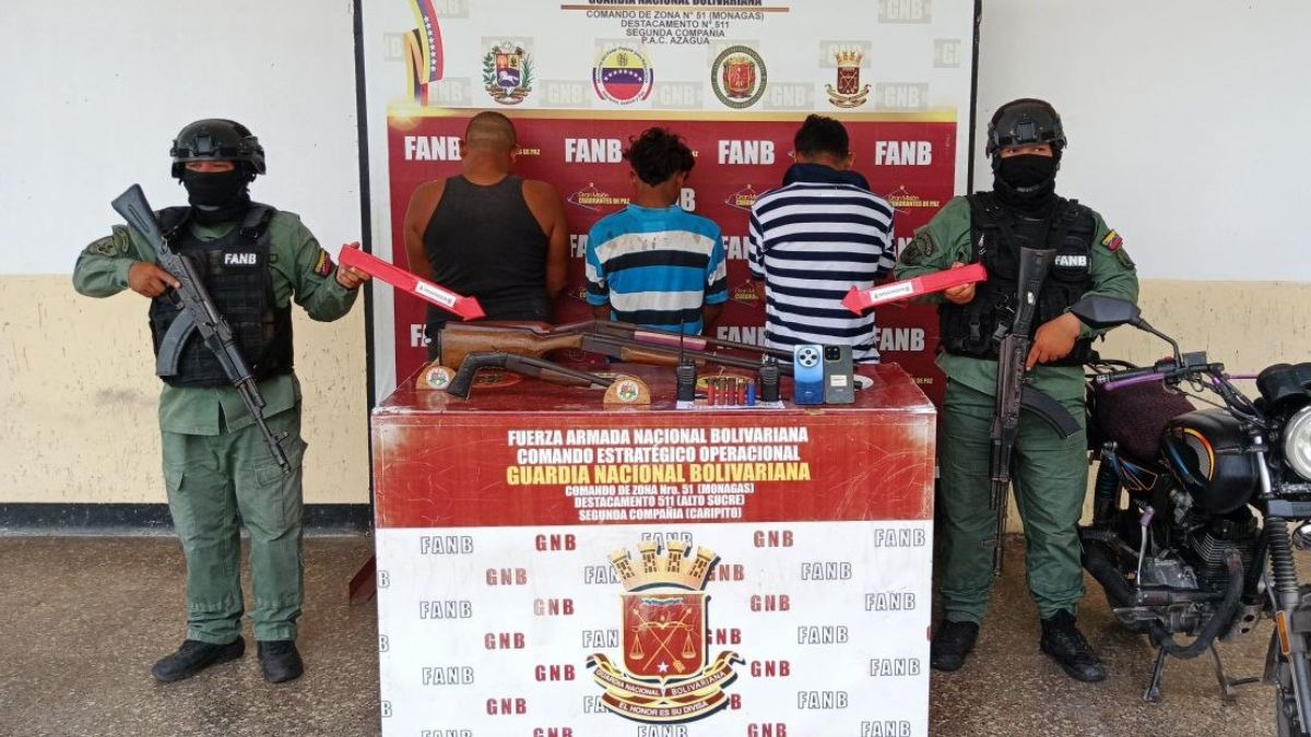 GNB captura a tres sujeto de la banda "El Negro Mosqueda"