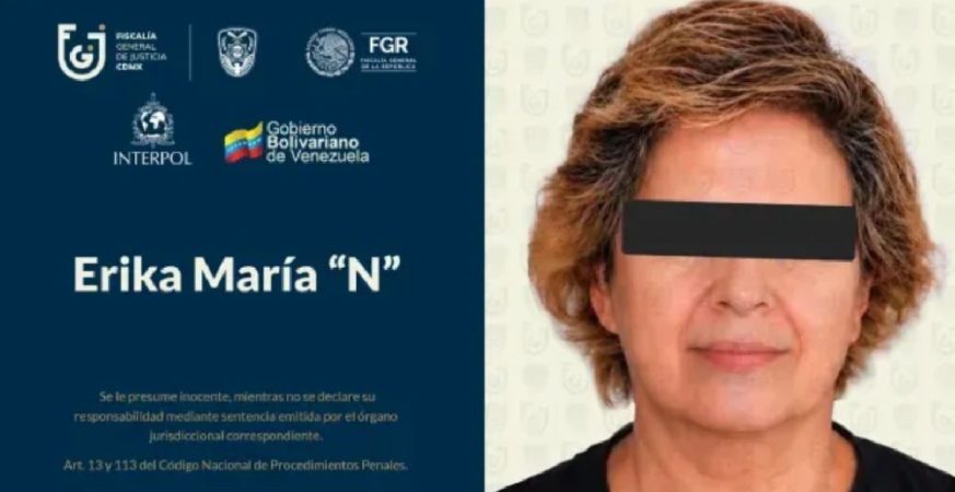 Erika María "N" detenida por el Cicpc